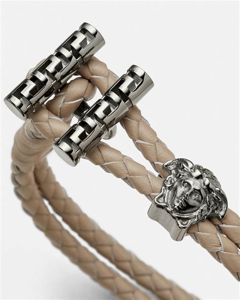 bracelet versace homme argent|versace braided leather charm bracelet.